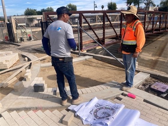 People working on the creek trail 