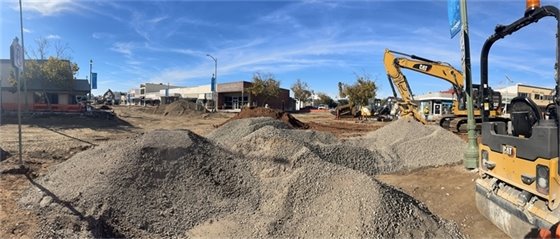 Demolition efforts as part of construction along Grand Avenue. 