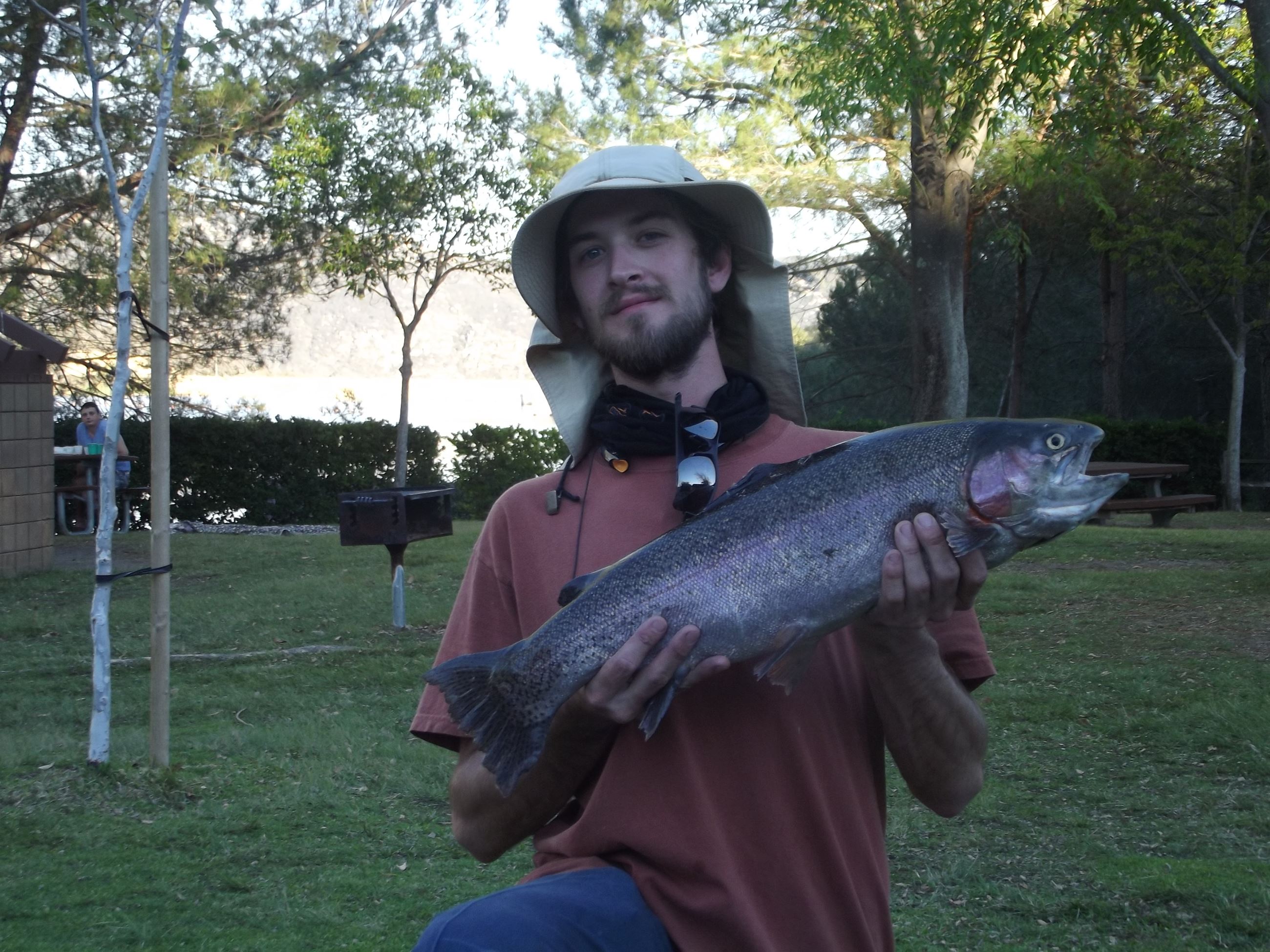 Chris Stedman of Escondido with a 8.9 Pounds trout caught in Whisker bay on a mini jig. 2-14-14