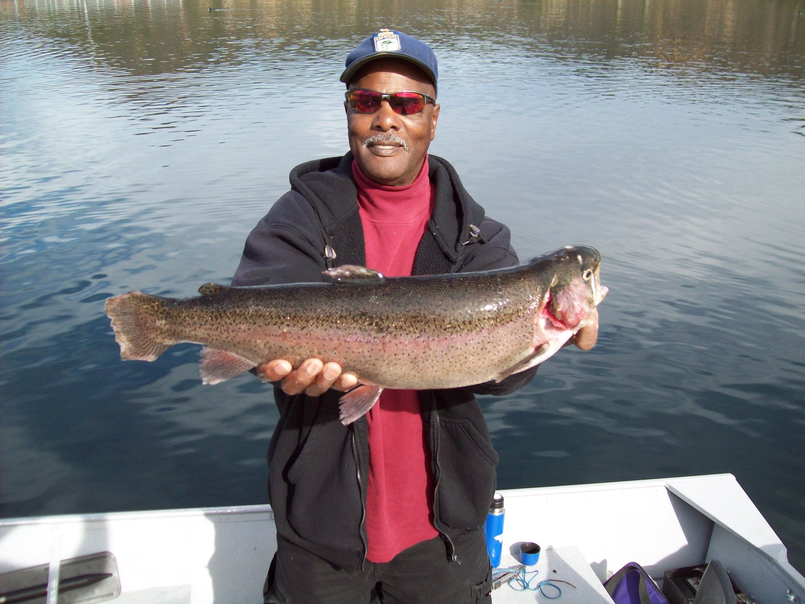 Dave Hudson 6 Pounds trout on a green mini jig caught from Whisker Bay 11-27-13
