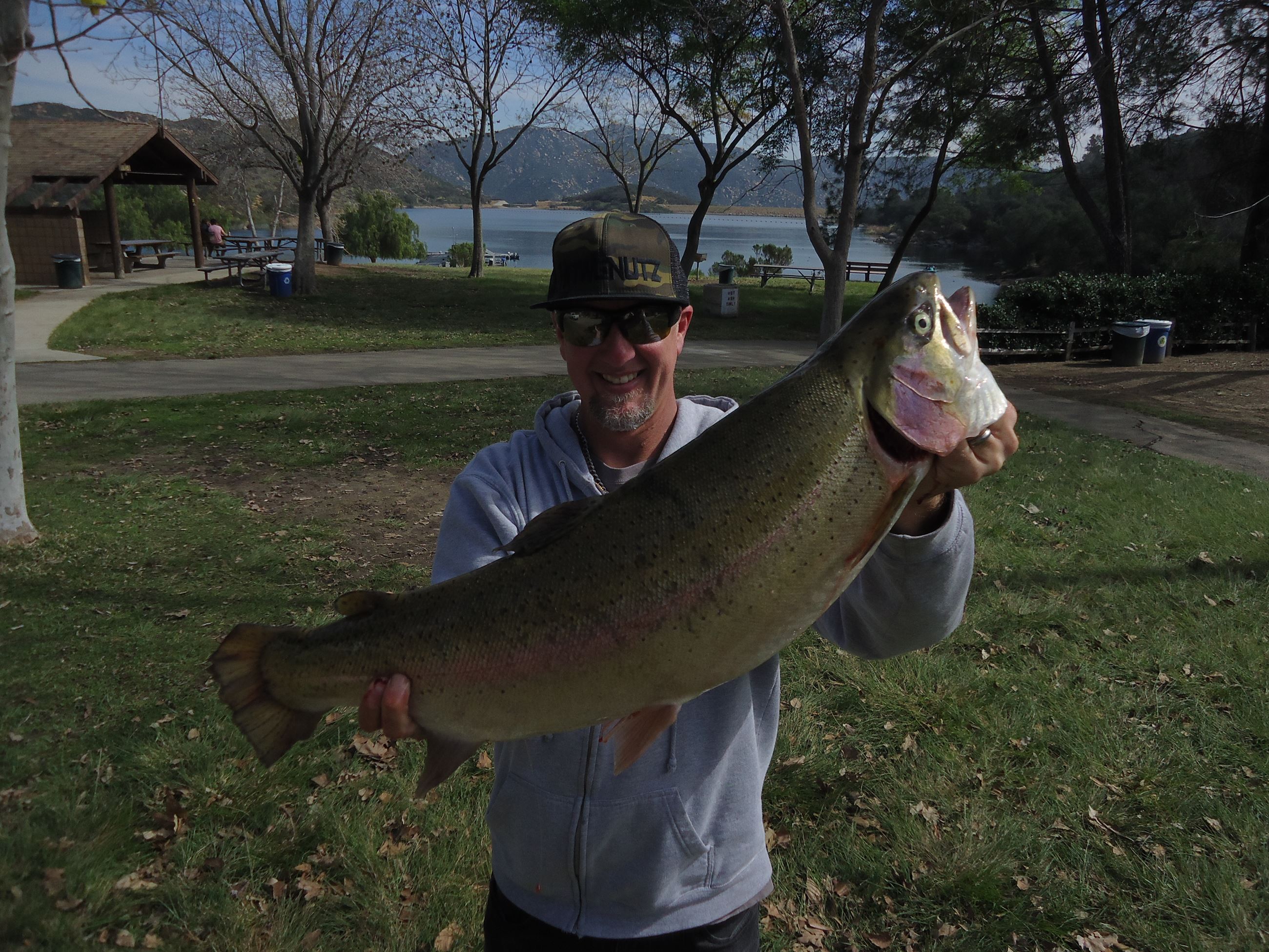 Jed Dickerson with a even 14 pound Tailwalker trout on Valentines Day at Pier 4 Bass point with powerbait