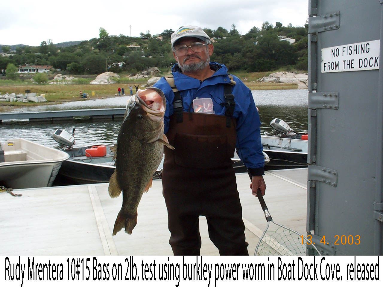 Rudy Rentera 10 pound 15oz. bass caught and released on powerworm 41403