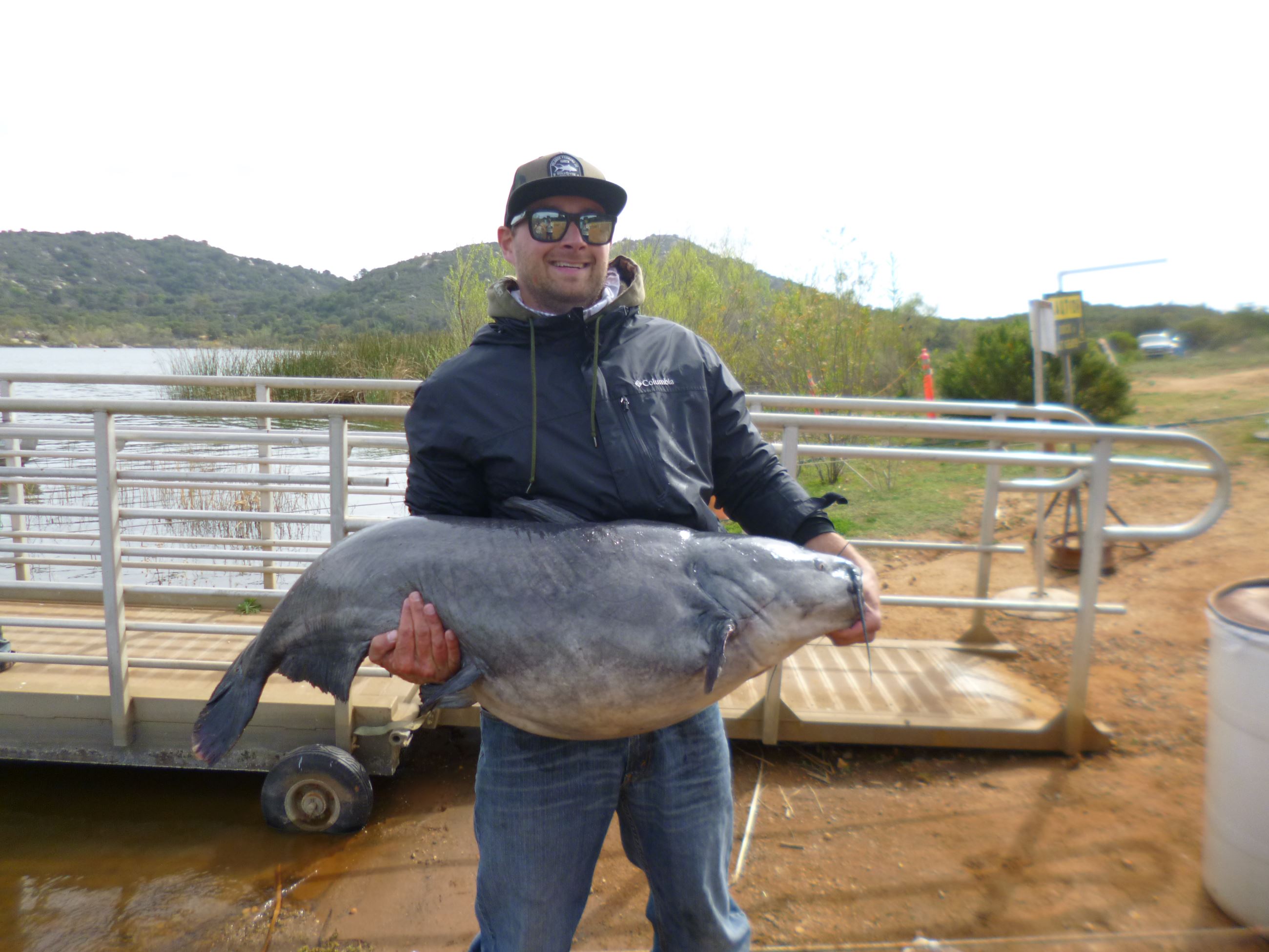 Taylor Oshinski of Valley Center, Lake Record 67.40 pound Blue Catfish caught and released 3-19-22 u