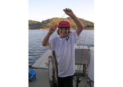 12-year-old Kenny Smith of San Marcos, Stringer of 4 Catfish (4.85 pound) caught 7-28-10 on Hot Dogs